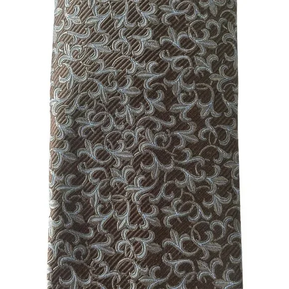 Robert TalbottSeven Fold Neck Tie Blue Brown Gray Geometric#25/40 NWOT $245